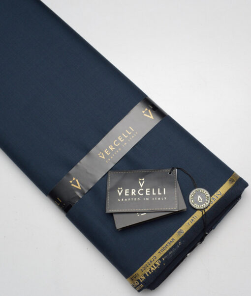 Vercelli Italy Super 130's Self Design 70% Merino Wool Suiting Fabric (Deep Ocean Blue)