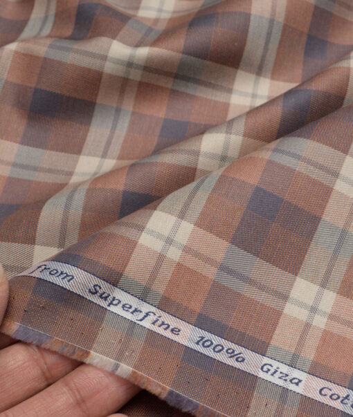 Tresca by Arvind  Superfine Cotton Checks Shirting Fabric (Beige) - Image 3