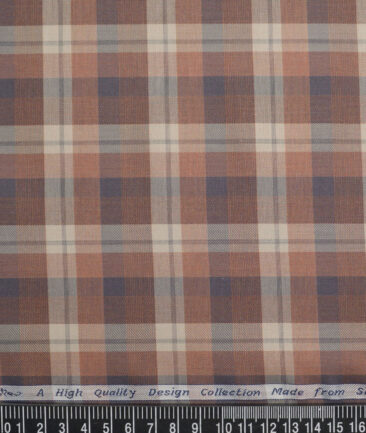 Tresca by Arvind  Superfine Cotton Checks Shirting Fabric (Beige) - Image 4