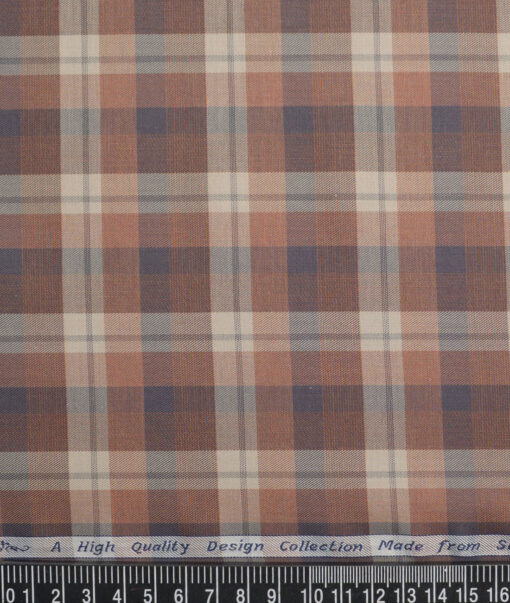 Tresca by Arvind  Superfine Cotton Checks Shirting Fabric (Beige) - Image 4