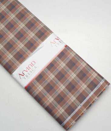 Tresca by Arvind  Superfine Cotton Checks Shirting Fabric (Beige) - Image 6