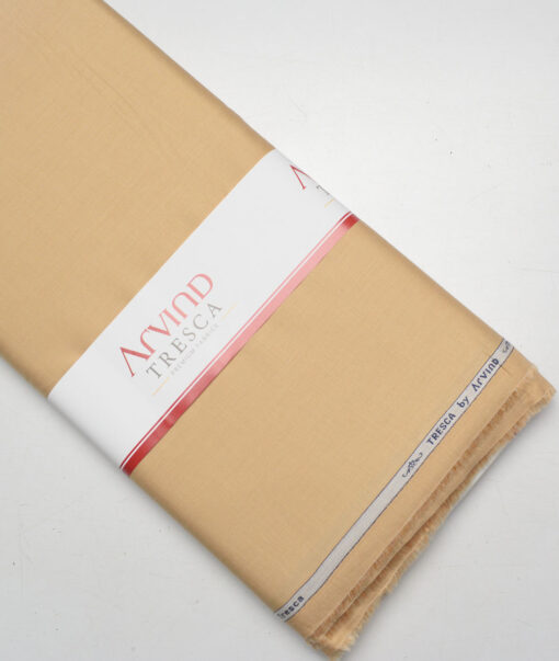 Tresca by Arvind  Superfine Cotton Structured Shirting Fabric (Sand Brown) - Image 6