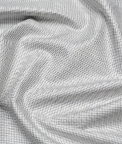 Tresca by Arvind  Superfine Cotton Checks Shirting Fabric (White & Grey) - Image 2