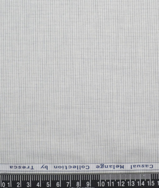 Tresca by Arvind  Superfine Cotton Checks Shirting Fabric (White & Grey) - Image 4