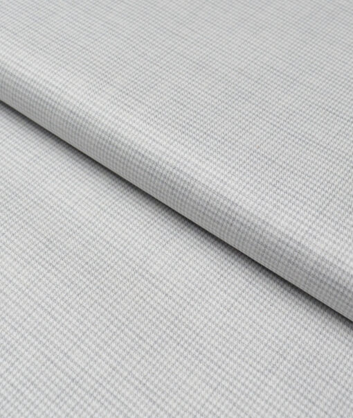 Tresca by Arvind  Superfine Cotton Checks Shirting Fabric (White & Grey) - Image 5