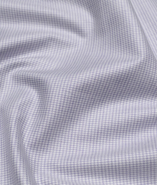Tresca by Arvind  Superfine Cotton Checks Shirting Fabric (White & Purple) - Image 2