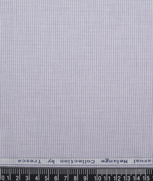 Tresca by Arvind  Superfine Cotton Checks Shirting Fabric (White & Purple) - Image 4
