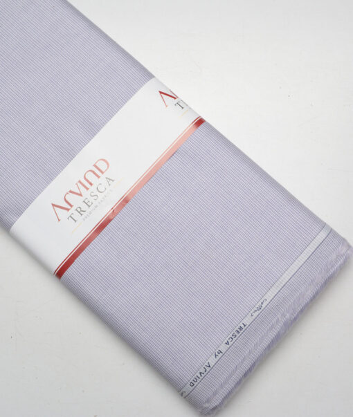 Tresca by Arvind  Superfine Cotton Checks Shirting Fabric (White & Purple) - Image 6