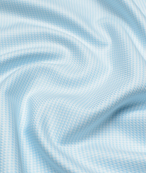 Tresca by Arvind  Giza Cotton Structured Shirting Fabric (White & Arctic Blue) - Image 2