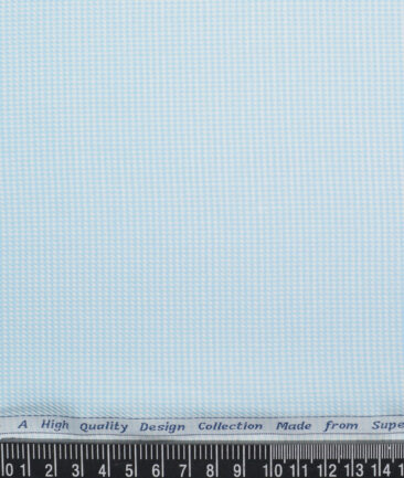 Tresca by Arvind  Giza Cotton Structured Shirting Fabric (White & Arctic Blue) - Image 4