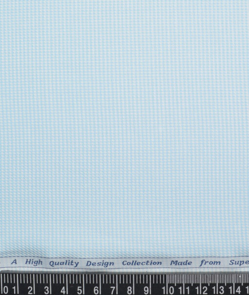 Tresca by Arvind  Giza Cotton Structured Shirting Fabric (White & Arctic Blue) - Image 4