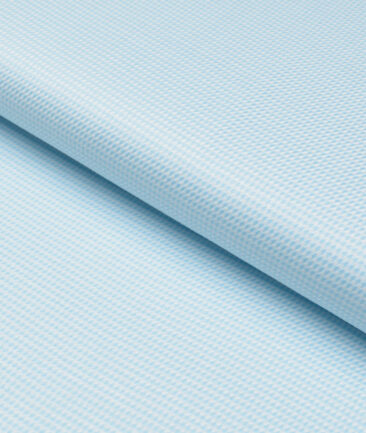 Tresca by Arvind  Giza Cotton Structured Shirting Fabric (White & Arctic Blue) - Image 5