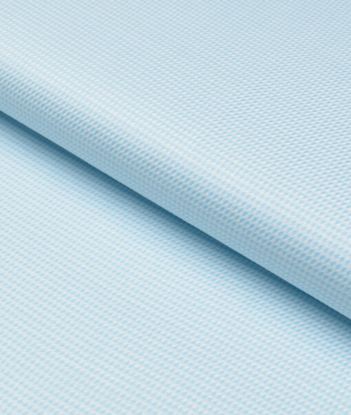 Tresca by Arvind  Giza Cotton Structured Shirting Fabric (White & Arctic Blue) - Image 5