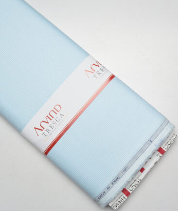 Tresca by Arvind  Giza Cotton Structured Shirting Fabric (White & Arctic Blue) - Image 6