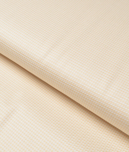 Tresca by Arvind  Giza Cotton Structured Shirting Fabric (White & Beige) - Image 5