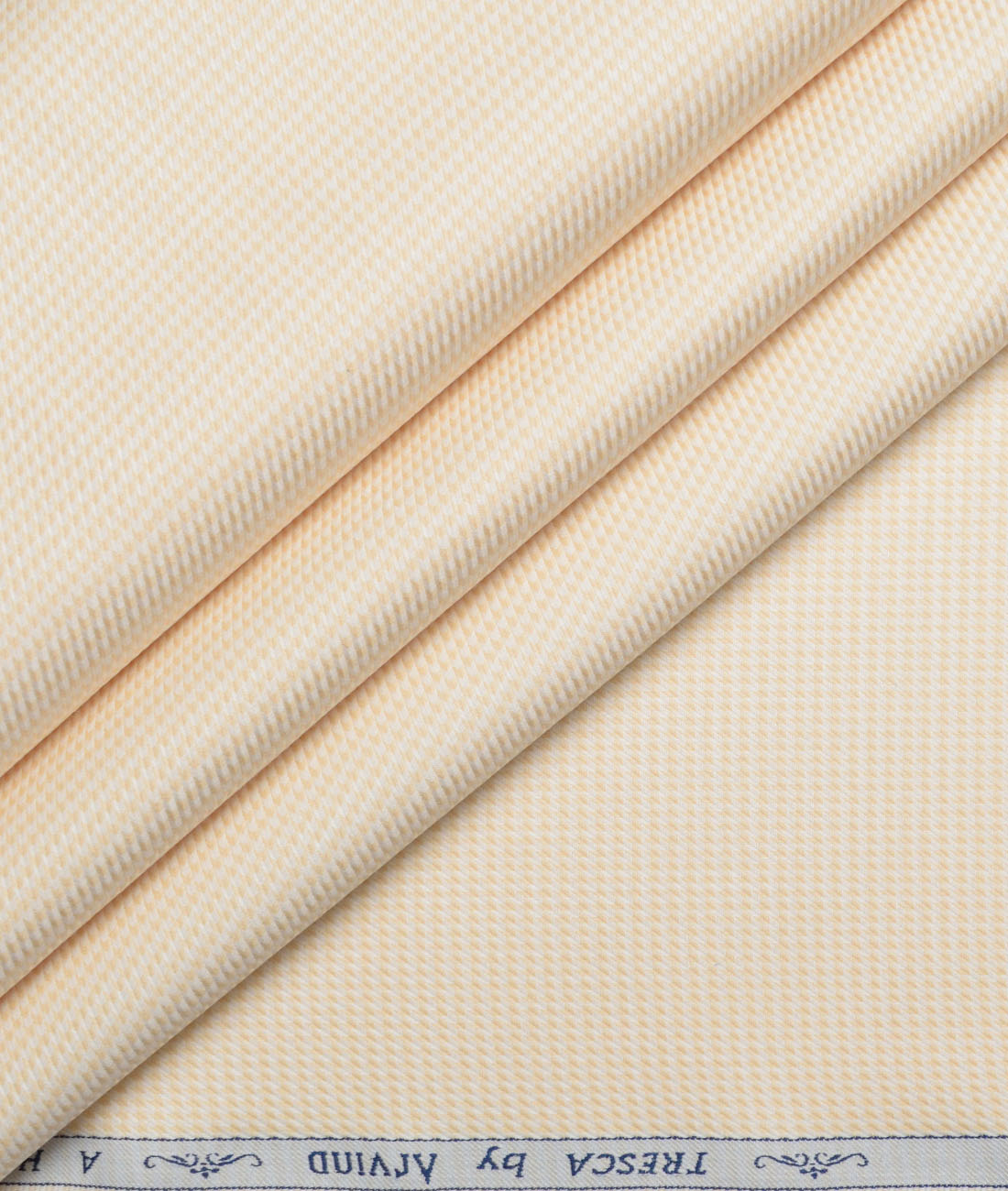 Tresca by Arvind Giza Cotton Structured Shirting Fabric (White & Beige) - Image 1