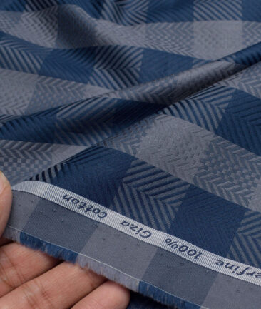 Tresca by Arvind  Giza Cotton Checks Shirting Fabric (Grey) - Image 4