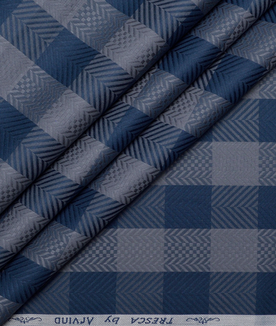 Tresca by Arvind Giza Cotton Checks Shirting Fabric (Grey) - Image 1