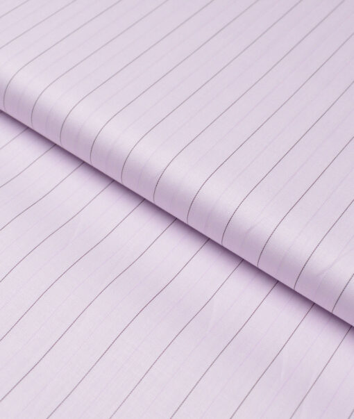 Primante by Arvind 1 Ply 90's Giza Cotton Striped Shirting Fabric (Light Purple) - Image 5
