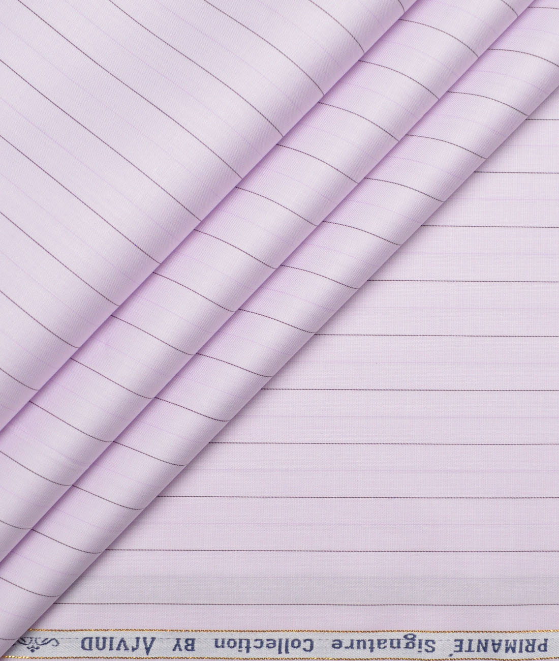 Primante by Arvind 1 Ply 90's Giza Cotton Striped Shirting Fabric (Light Purple) - Image 1