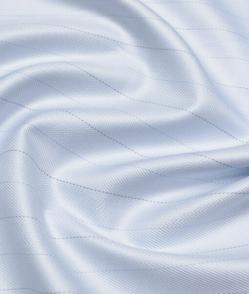 Primante by Arvind 2 Ply 100's Giza Cotton Striped Shirting Fabric (Sky Blue) - Image 2