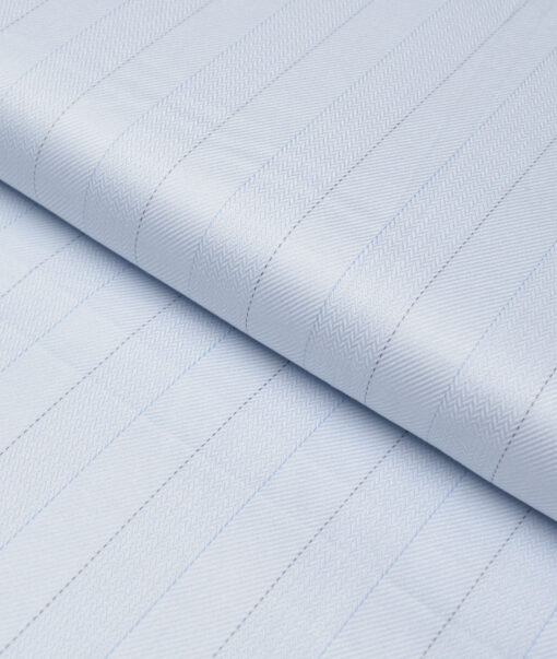 Primante by Arvind 2 Ply 100's Giza Cotton Striped Shirting Fabric (Sky Blue) - Image 5