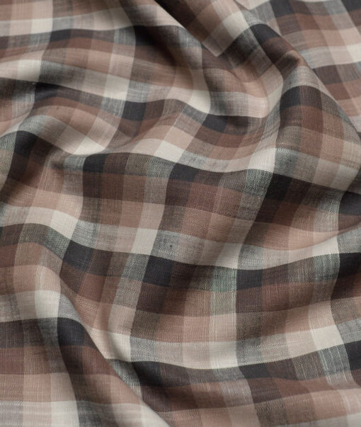 Tresca by Arvind  Superfine Cotton Checks Shirting Fabric (Cream) - Image 2