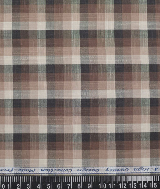 Tresca by Arvind  Superfine Cotton Checks Shirting Fabric (Cream) - Image 4