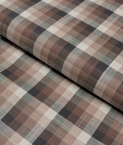 Tresca by Arvind  Superfine Cotton Checks Shirting Fabric (Cream) - Image 5