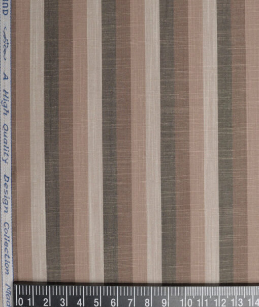 Tresca by Arvind  Superfine Cotton Striped Shirting Fabric (Light Brown) - Image 4