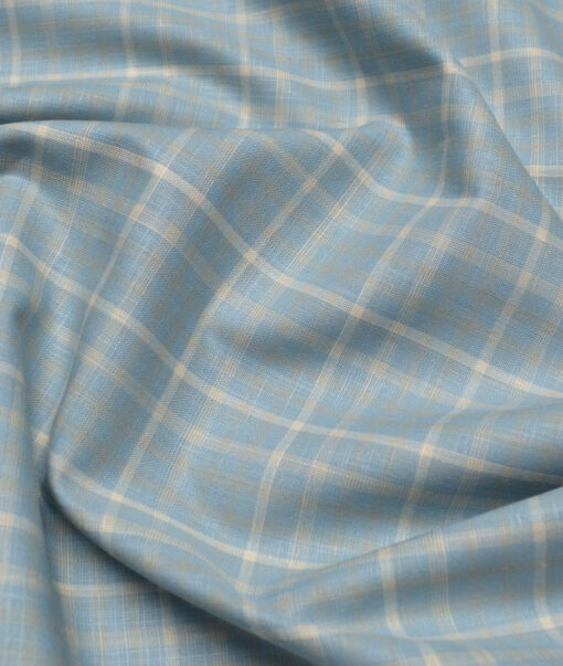 Tresca by Arvind  Superfine Cotton Checks Shirting Fabric (Opal Blue) - Image 2