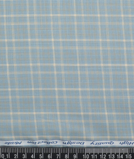Tresca by Arvind  Superfine Cotton Checks Shirting Fabric (Opal Blue) - Image 4