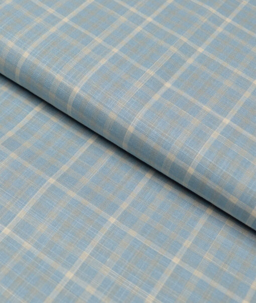 Tresca by Arvind  Superfine Cotton Checks Shirting Fabric (Opal Blue) - Image 5