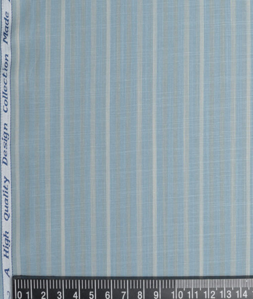 Tresca by Arvind  Superfine Cotton Striped Shirting Fabric (Opal Blue) - Image 4