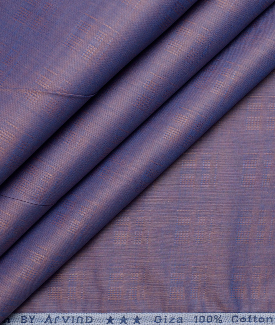 Tresca by Arvind 2 Ply 80's Giza Cotton Self Design Paper Cotton or Lawn Shirt or Kurta Fabric (Deep Lavender Purple) - Image 1