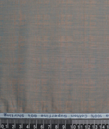 Tresca by Arvind 2 Ply 80's Giza Cotton Self Design Paper Cotton or Lawn Shirt or Kurta Fabric (Green) - Image 3