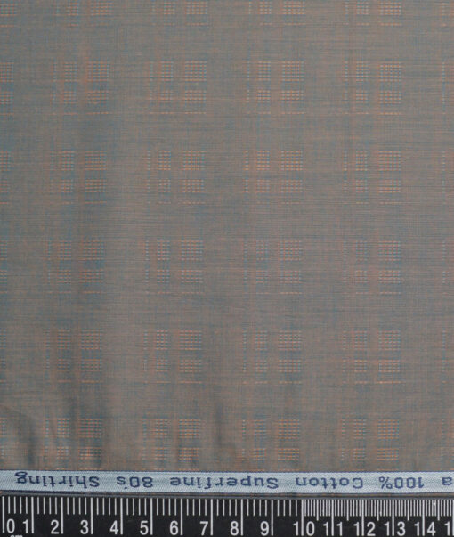Tresca by Arvind 2 Ply 80's Giza Cotton Self Design Paper Cotton or Lawn Shirt or Kurta Fabric (Green) - Image 3