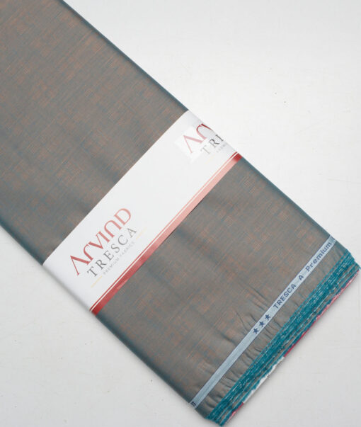 Tresca by Arvind 2 Ply 80's Giza Cotton Self Design Paper Cotton or Lawn Shirt or Kurta Fabric (Green) - Image 4