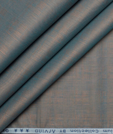 Tresca by Arvind 2 Ply 80's Giza Cotton Self Design Paper Cotton or Lawn Shirt or Kurta Fabric (Green)