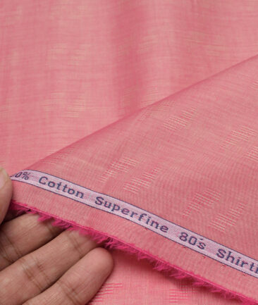 Tresca by Arvind 2 Ply 80's Giza Cotton Self Design Paper Cotton or Lawn Shirt or Kurta Fabric (Indian Red) - Image 2
