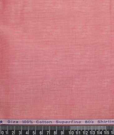 Tresca by Arvind 2 Ply 80's Giza Cotton Self Design Paper Cotton or Lawn Shirt or Kurta Fabric (Indian Red) - Image 3