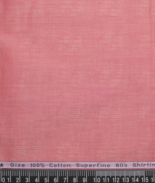 Tresca by Arvind 2 Ply 80's Giza Cotton Self Design Paper Cotton or Lawn Shirt or Kurta Fabric (Indian Red) - Image 3