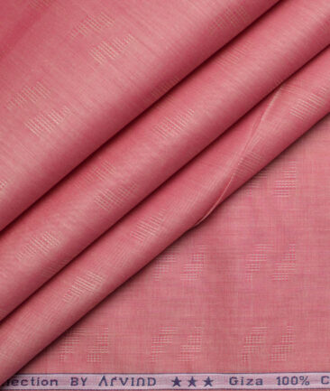 Tresca by Arvind 2 Ply 80's Giza Cotton Self Design Paper Cotton or Lawn Shirt or Kurta Fabric (Indian Red)