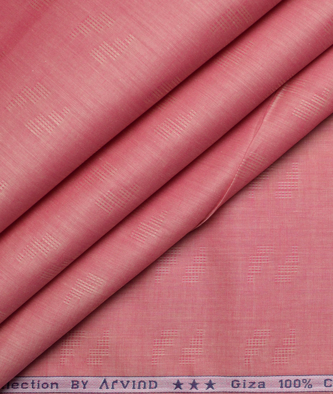 Tresca by Arvind 2 Ply 80's Giza Cotton Self Design Paper Cotton or Lawn Shirt or Kurta Fabric (Indian Red) - Image 1