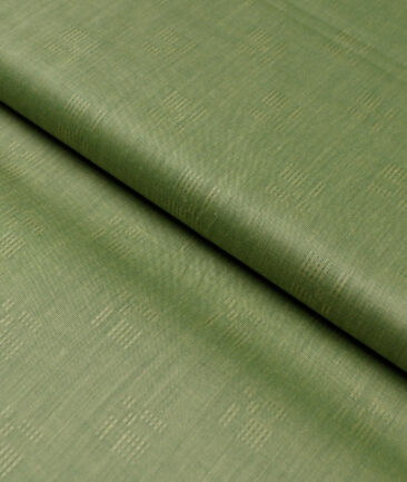 Tresca by Arvind 2 Ply 80's Giza Cotton Self Design Paper Cotton or Lawn Shirt or Kurta Fabric (Olive Green) - Image 4