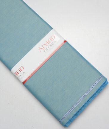 Tresca by Arvind 2 Ply 80's Giza Cotton Self Design Paper Cotton or Lawn Shirt or Kurta Fabric (Pearl Aqua Blue)