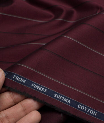 Luthai  Supima Cotton Striped Shirting Fabric (Wine)