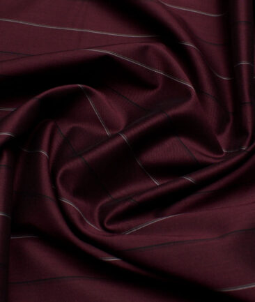 Luthai  Supima Cotton Striped Shirting Fabric (Wine)