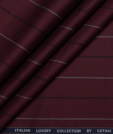 Luthai  Supima Cotton Striped Shirting Fabric (Wine)