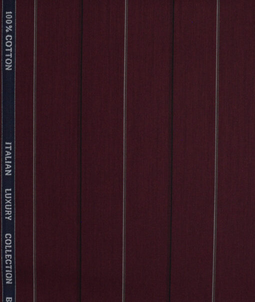 Luthai  Supima Cotton Striped Shirting Fabric (Wine)